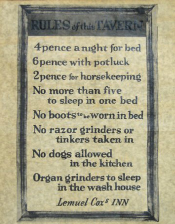 Rules Of This Tavern antiqued parchment replica document